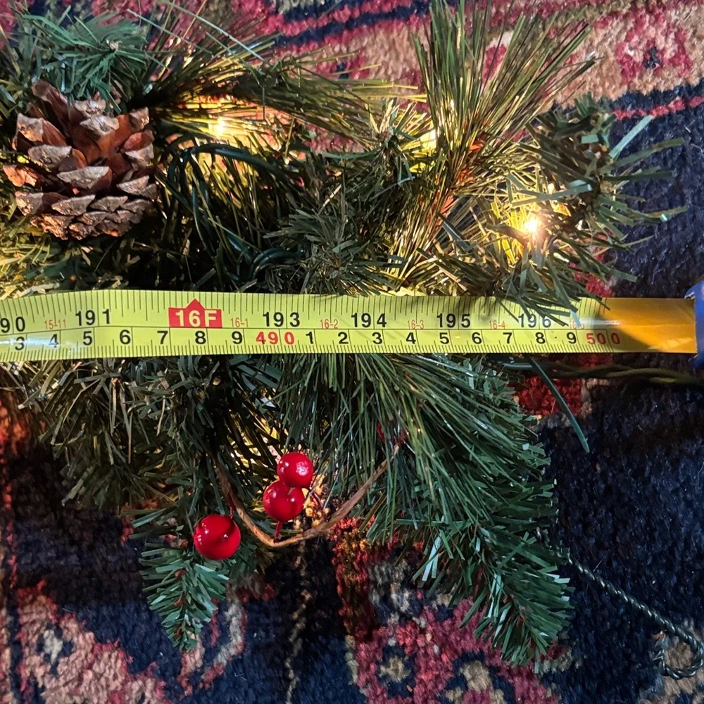 16’ Festive Green Pine Garland with Lights